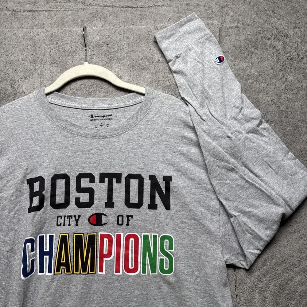Champion Boston‎ "City of Champions" Gray Long Sleeve Tee Men's Large